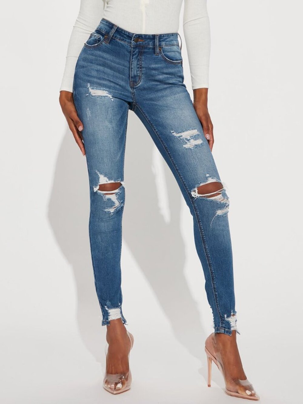 Fashion Nova Distressed Skinny Jeans